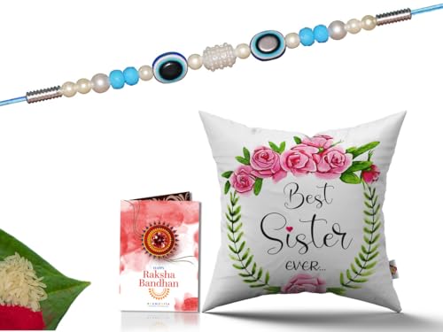 Pillow Rakhi for Brother with Gift - Rakhi with Rakhi Cushion with Filler Greeting Card- Rakhi for Brother, Gifts for Brother, Gifts for Rakhi, Gifts for Rakshabandhan Rakhi Gifts-CH-SIS-37-PC