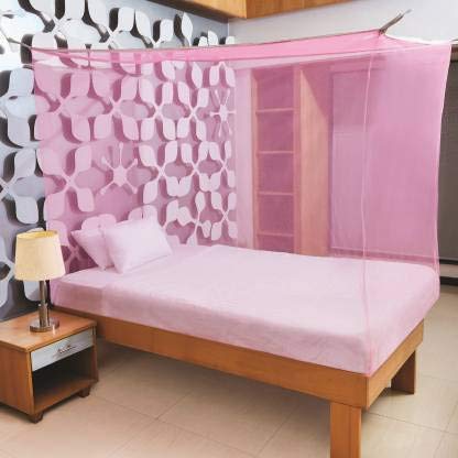 Divayanshi Mosquito Net for King Size Double Bed Polycotton (Pink, 6.5x6.5)