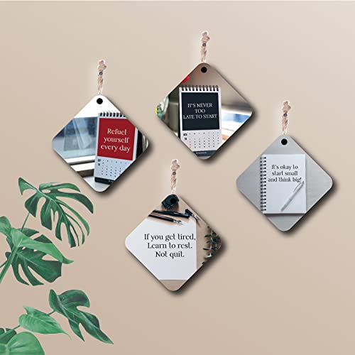 woopme® 4 PCs Motivational Quotes Printed Wall Hanging For Home Office Restaurant Hall Wall Decor (8 x 8 Inch.)