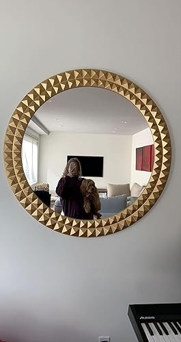 WILDWOOD Wood Wall Mirror Frame/Wall Hanging/Wall Floating/for Room/Hall/Bathroom Home/Decor Living Room/Set of 2/Golden (24x24 Inch)(Golden)