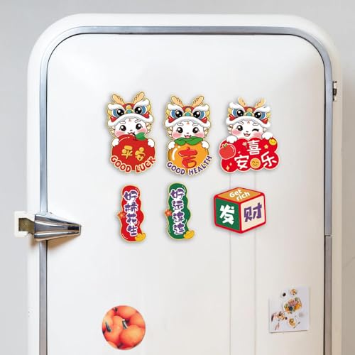 ATORSE® 6Pcs 2024 Chinese New Year Refrigerator Magnets for Spring Festival Party