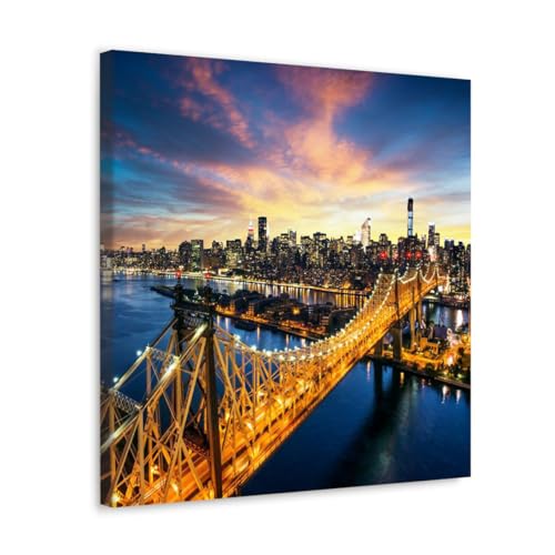 GADGETS WRAP Canvas Gallery Wrap Framed for Home Office Studio Living Room Decoration (17x17inch) - Queensboro Bridge