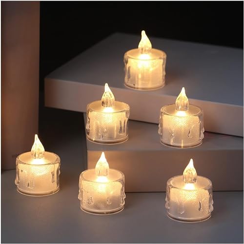 The Decor Affair 24 Pcs Flameless Electric Candles: A Collection of Flickering Tea Lights Offering a Realistic Candlelight Effect