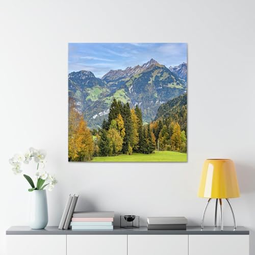 GADGETS WRAP Canvas Gallery Wrap Framed for Home Office Studio Living Room Decoration (17x17inch) - Snow Covered Mountains Landscape