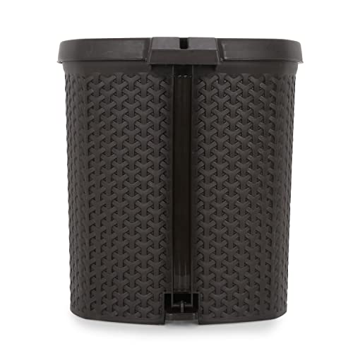 Kolorr Magnum 14 Litres Dustbin with Lid Large Plastic Garbage Waste Pedal Bin with Inner Bucket for Kitchen / Home / Office / Bathroom - (Dark Brown)