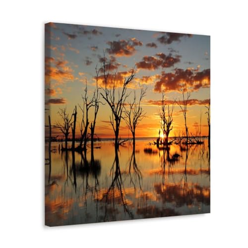 GADGETS WRAP Canvas Gallery Wrap Framed for Home Office Studio Living Room Decoration (17x17inch) - Water At Sunset