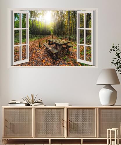 JVERF - JZZA20798 Forests Autumn Trees Foliage Table Bench| Self-Adhesive Open Window Wall Sticker