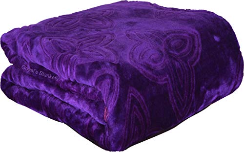 Goyal's ® Luxurious Embossed Korean Mink Single Bed Blanket , Purple