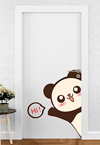 Divine Designs™ PVC Vinyl Self-Adhesive Hi Panda Door Sticker for Living Room, Bedroom, Office Wall Decoration (18 X 22 INCH) Pack 1