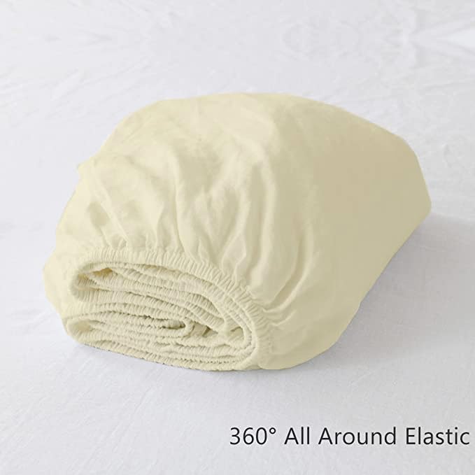 EDMUND - Super Soft Elastic Fitted Bedsheet with Pillow Covers Single Bed (36" X 78"+ 8") Fitted Bedsheet Machine Washable Cotton Finished Elastic Bedsheet Single Bed | Ivory