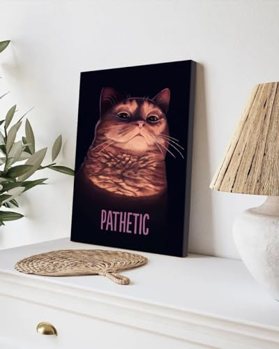 GADGETS WRAP Canvas Gallery Wrap Framed for Home Office Studio Living Room Decoration (9x11inch) - Pathetic Cat Meme