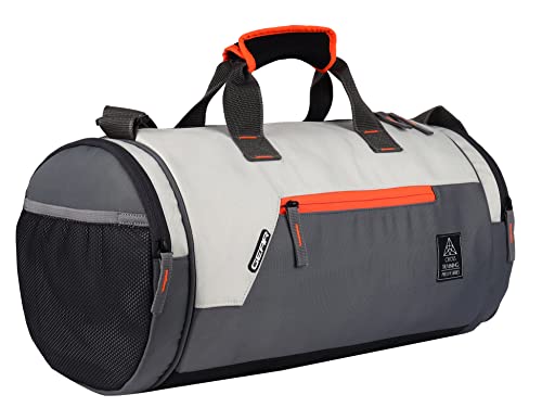 Gear Polyester Cross Training 22L Medium Water Resistant Travel Duffle Bag/Gym Bag/Sports Duffle For Men/Women - Grey Orange, 23.5 x 74 x 23.5 Centimeters