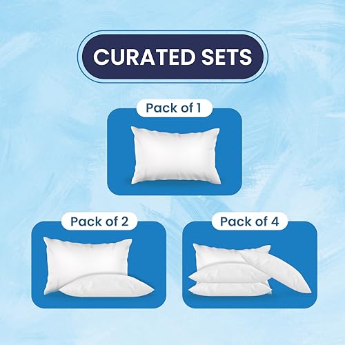 The Byke Home Comfort Sleep Pillow | 16 x 24 Pack of 4 | Premium IMP Fiber | Suitable for All Sleeping Positions | No Flatness, Comfortable, Durable, Soft & Washable – Ultra White