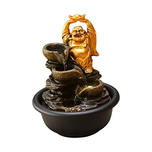 CALANDIS® Tabletop Water Fountain Buddha Statue for Office Farmhouse Birthday Gifts Fortune Buddha'