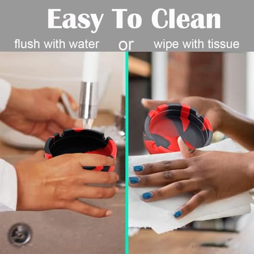 4 Pcs Colorful Silicone Ashtray, Won't Break-Silicone Rubber Nonstick Ashtray Stylish Heat Resistant Ashtray for Home Office Restaurant (Red and Black)