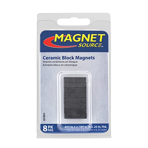 Ceramic Block Magnet, 3/16 Thick, 1/4 Wide, 7/8 Length (8)