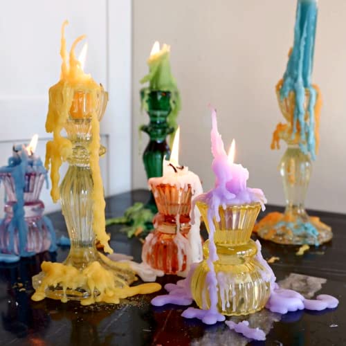 Candlestock Hippie Drippy Drip Candles - Pack of 66 Dripping Taper Candles - Wine Bottle Melting Candle (6 of Each Color)