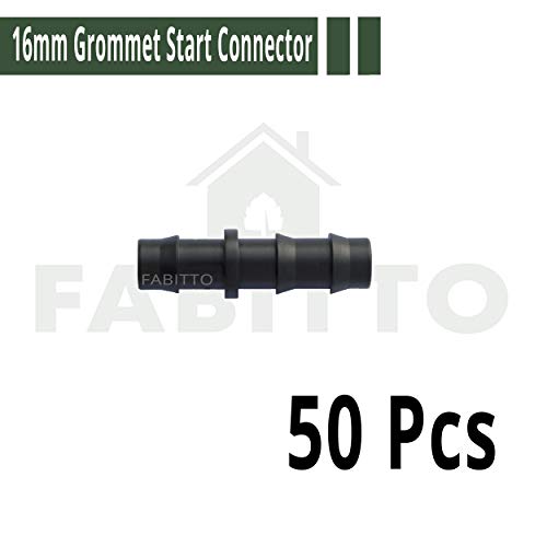 FABITTO 16mm Drip Irrigation Pipe Rubber Grommet Start Connectors Garden Watering take up for Hose Pipe Set of 50.