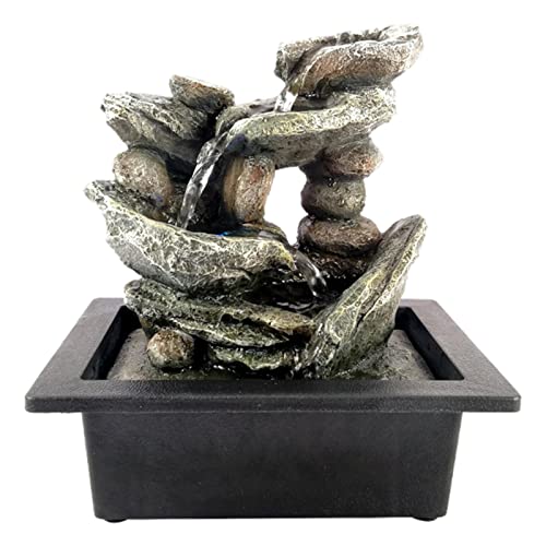 ATORSE® Waterfall Fountains Tiered Cascading Rock Falls Tabletop Water Fountain