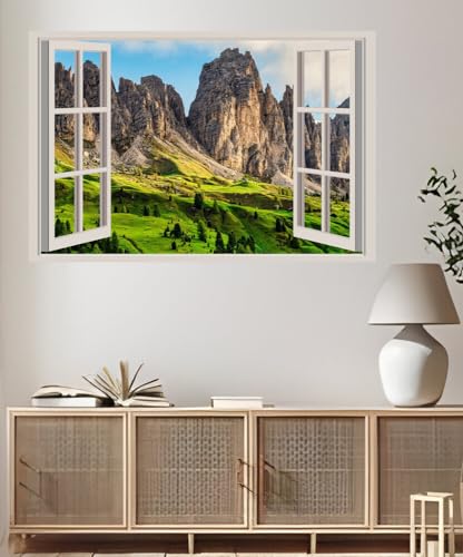 JVERF - JZZA23218 Italy Mountains Dolomites Crag Alps| Self-Adhesive Open Window Wall Sticker