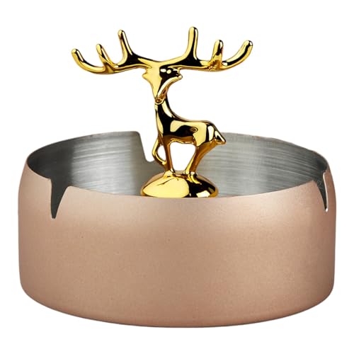 Ashtray,Moose Ashtray, Stainless Steel Home Ash Tray Set for Cigarettes, Cool Ashtray for Outside and Indoor Use, X-Large – Biege