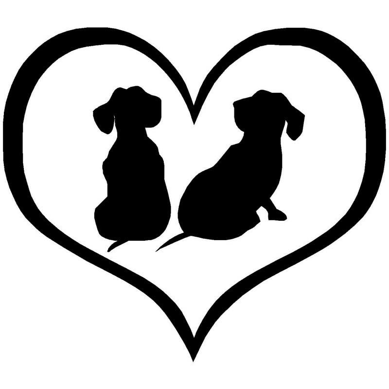 GADGETS WRAP Vinyl Wall Decal Sticker Dachshund Puppies Dog Heart Cute Cartoon Car Sticker