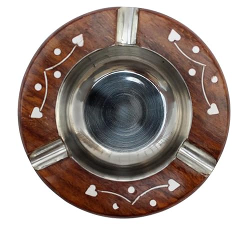 Swankique Best Design Wooden Cigarette Ashtray (Brown, 3.7 x 3.7 x 0.9 inches)