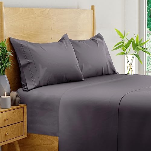 Bamboo Sheets Full Size Sheets Set - 100% Organic Bamboo Cooling Sheets Full Bed Sheets Full Set Sheets for Full Size Bed Sheets Full Deep Pocket Sheet Set Full Size Sheet Full Sheets Charcoal Gray