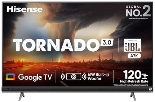 Hisense 139 cm (55 inches) Tornado 3.0 Series 4K Ultra HD Smart LED Google TV 55A7K (Black)