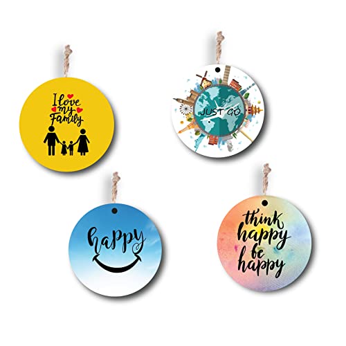 woopme® 4 PCs Quotes Printed Wall Hanging For Home Office Restaurant Hall Wall Decor (8 x 8 Inch)