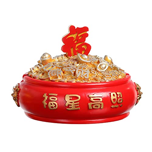 MYADDICTION Chinese Ashtray with Lid Resin Crafts Sculpture for Home Decoration Men Gift Red A