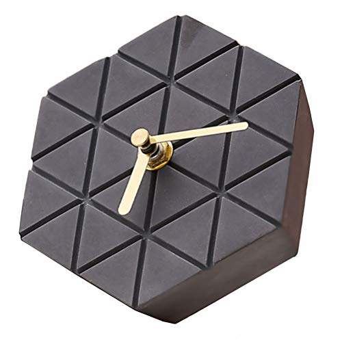 Artibetter Cement Mute Clock Desktop Clock Desktop Decoration Bedside Clock Dark Grey