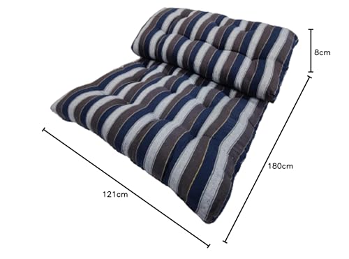 Adim's Soft Cotton Filled Quilt Mattress Gadda Soft & Reversible,Pure Cotton Fabric,Firm Gadda for Floor & Bed, (72 x 48 x 4 Inches,) Blue Lining