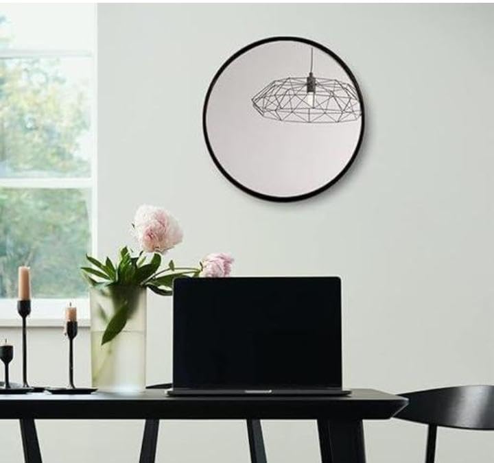 12 Inch Black Round Wall Mirror with Metal Frame Circle Wall MirrorFor Bath Room,Living Room,Dressing Room