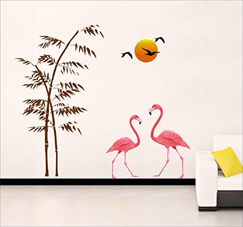 Sunset Swan Love Self Adhesive VinylWaterproof Decorative Wall Stickers for Hall, Bedroom, Kitchen and Furniture