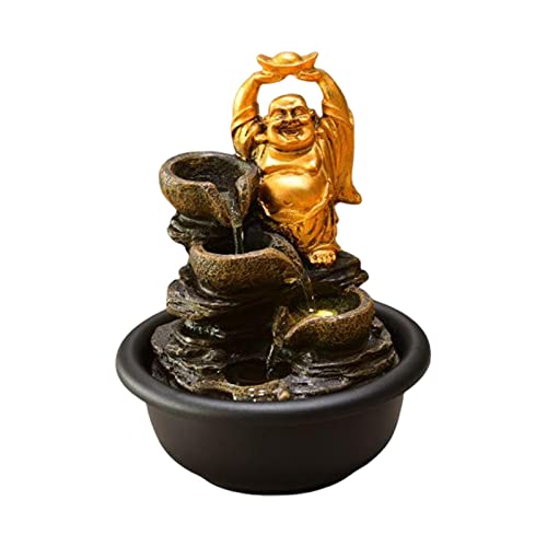 ATORSE® Tabletop Water Fountain Buddha Statue for Office Farmhouse Birthday Gifts Fortune Buddha