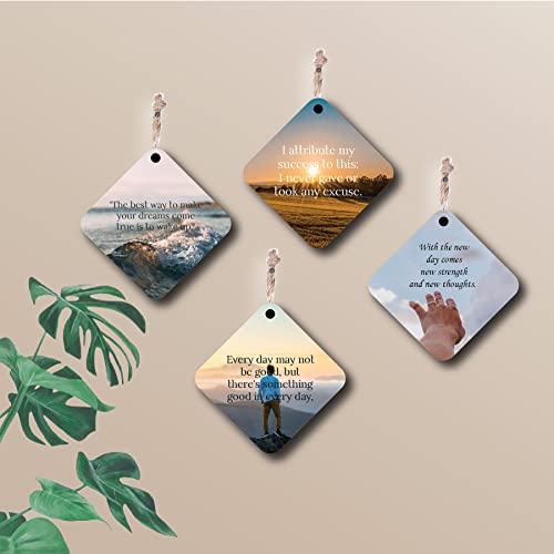 woopme® 4 PCs Inspiring Quotes Printed Wall Hanging For Home Office Restaurant Hall Wall Decor 8 x 8 Inch