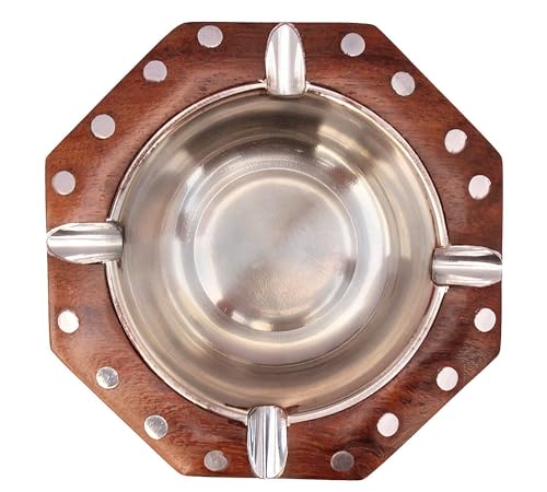 Eversky 01 Handicraft Wooden Ashtray for Cigarette with Lid | Ashtray for office, Home, Car | Cigarette organizer | Ashtray for Ash - Brown