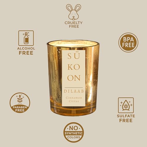 Sukoon Dilaab Cinnamon Citrus Scented Soy Wax Candle with Upto 40 Hr Burn Long Lasting Fragrance Candle Perfect for Home Décor (Pack of 1)