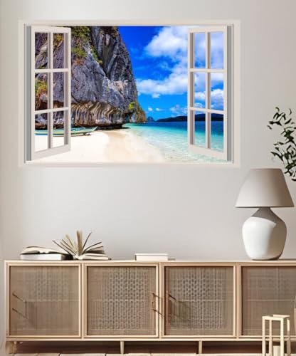 JVERF - JZZA26301 Philippines Coast Boats| Self-Adhesive Open Window Wall Sticker