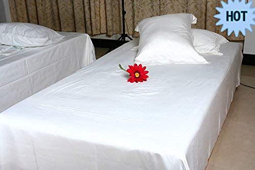 BDWEAVES Plain Cotton Set of 2 Single Bedsheet with 2 Pillow Covers-White