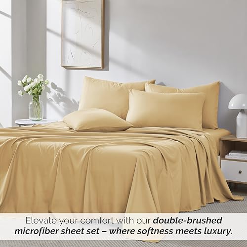 Twin, Gold : Southshore Fine Linens - 6 Piece - 21 Inch - Extra Deep Pocket Sheet Set (Twin, Gold)