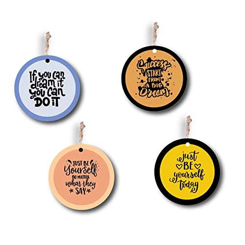 woopme® 4 PCs Positive Quotes Printed Wall Hanging For Home Living Room Hall Wall Decor (8 x 8 Inch)