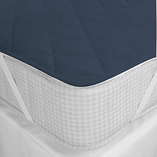 Jaipur Linen Water Resistant Micro-Polyester Mattress Protector/Cover - with Elastic Bands -California King- 78 Inch X 84 Inch-dark blue