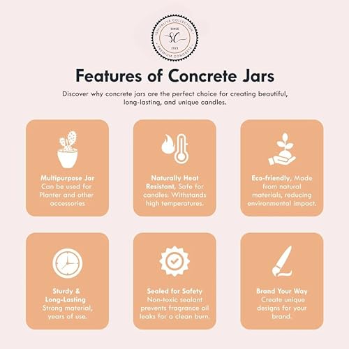 Shivaliya Collection High-Strength Concrete Unique Shape Candle Jar with Aroma Fragrance | Premium Scented Soy Wax Fill | 20-25 Hr Burn Time | Scented Candle | Gifts for Memorable -(Medium, Lavender)