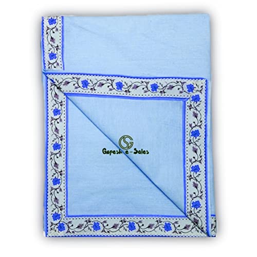 Gopesh e-Sales® Printed Border Single Bed AC Dohar || Pure Cotton Light-Weight Summer AC Blanket || गर्मी में ओढ़ने ने वाली चादरें|| (Pack of 1) Blue