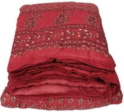 AKARSHAK Craft 240 TC Double Bed Organic Cotton Jaipuri Razai Bed Blanket Ac Quilt for Winter Soft Light Weight Rajasthani Traditional Rajai Cotton Comforter (Rani, Double Bad)