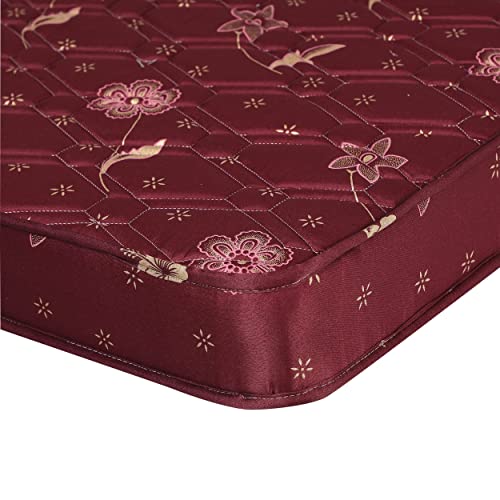 MOROFEEL Three Fold 4 inch High Density Soft Bounce PU Foam Mattress Maroon (Single 72x35x4 inch)