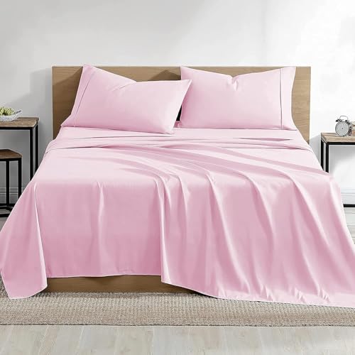 YRM Bedding's Pink 400-TC Top Selling Egyptian Cotton Hotel Quality Bedsheet with 2-Pillow Covers Double Bed