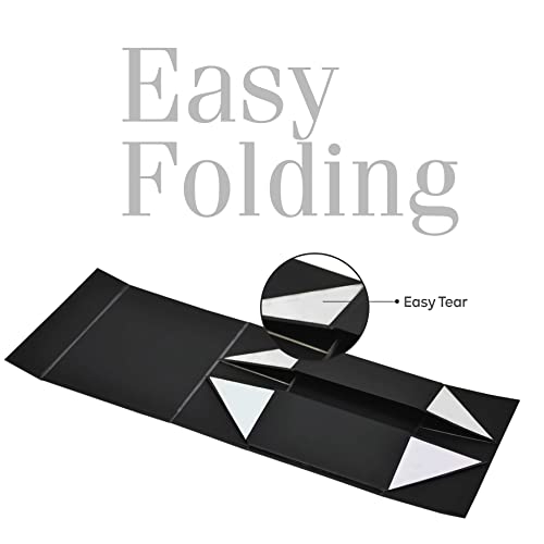 RBS® - Black Foldable Gift Box (1 Pack) Empty Gift Box with Satin Ribbon 23 x 16 x 10cm, Multipurpose Hamper Box Holds upto 5 kg Reuse Gift Boxes for Presents all occasions, Box for Packing